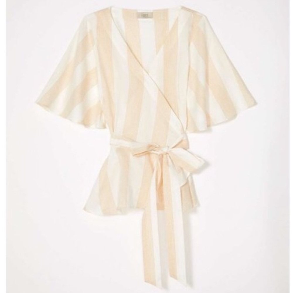 LOFT Dobby Stripe Wrap Top